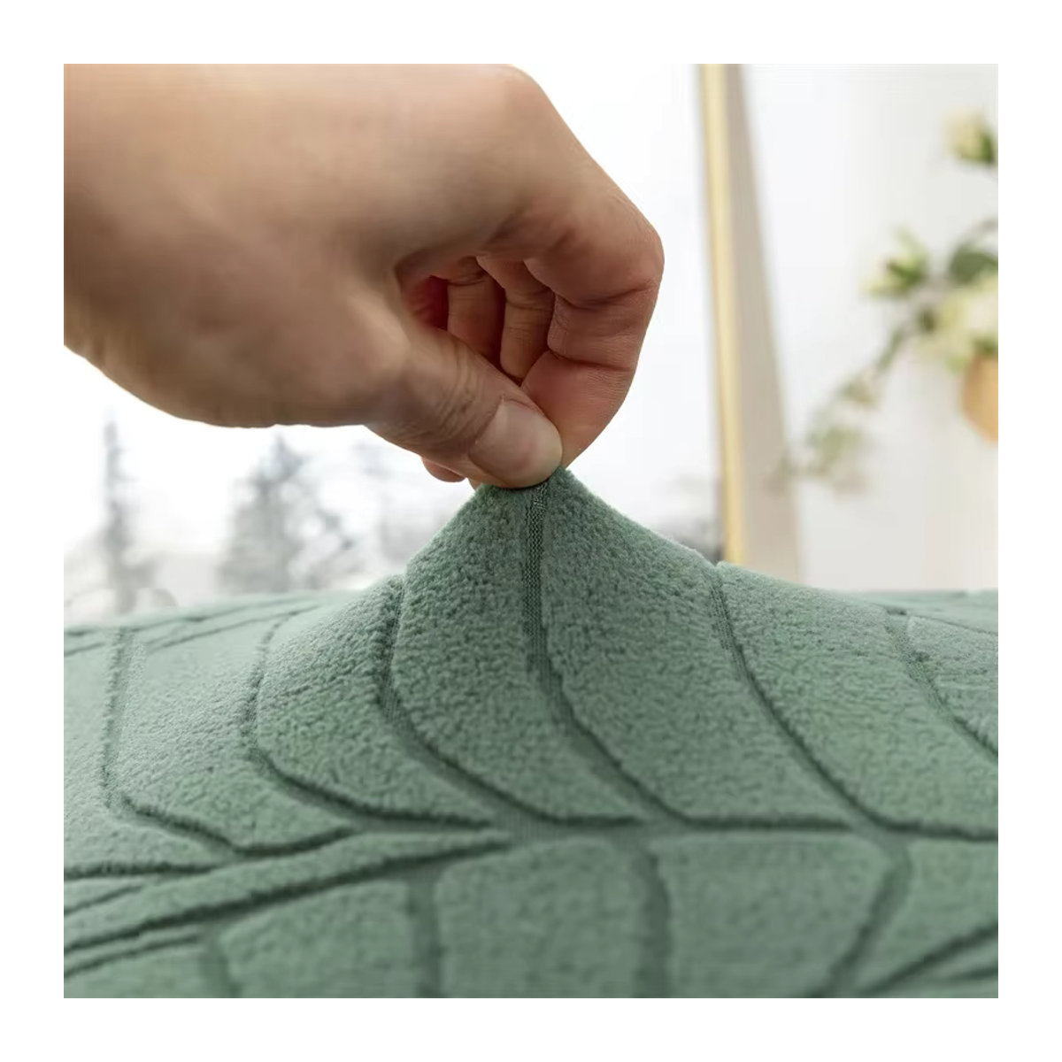 WANERQU Esszimmer Stuhl Abdeckung mit Jacquard Blätter Muster in Grün und Mehrfarbig - Bild 3