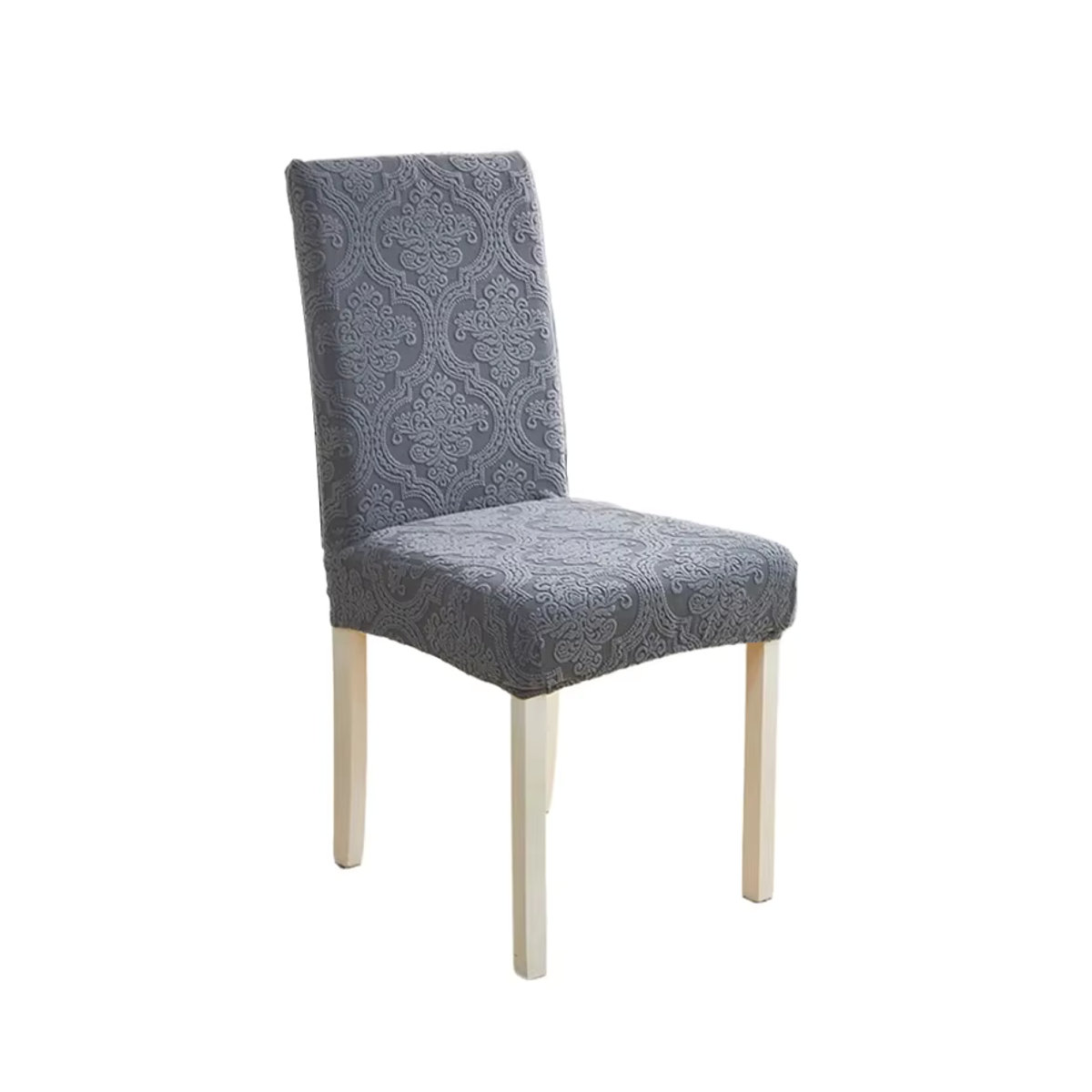 WANERQU Esszimmerstuhlbezüge aus Jacquard-Stretch in Grau für einen luxuriösen europäischen Stil - Bild 6