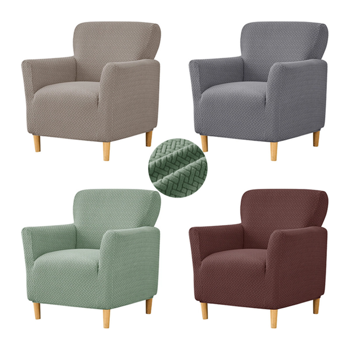 WANERQU Jacquard-Clubsesselbezug in Mehrfarbig, elastischer Schonbezug für Einzelsessel und Sofas, staubdicht und rutschfest - Bild 1