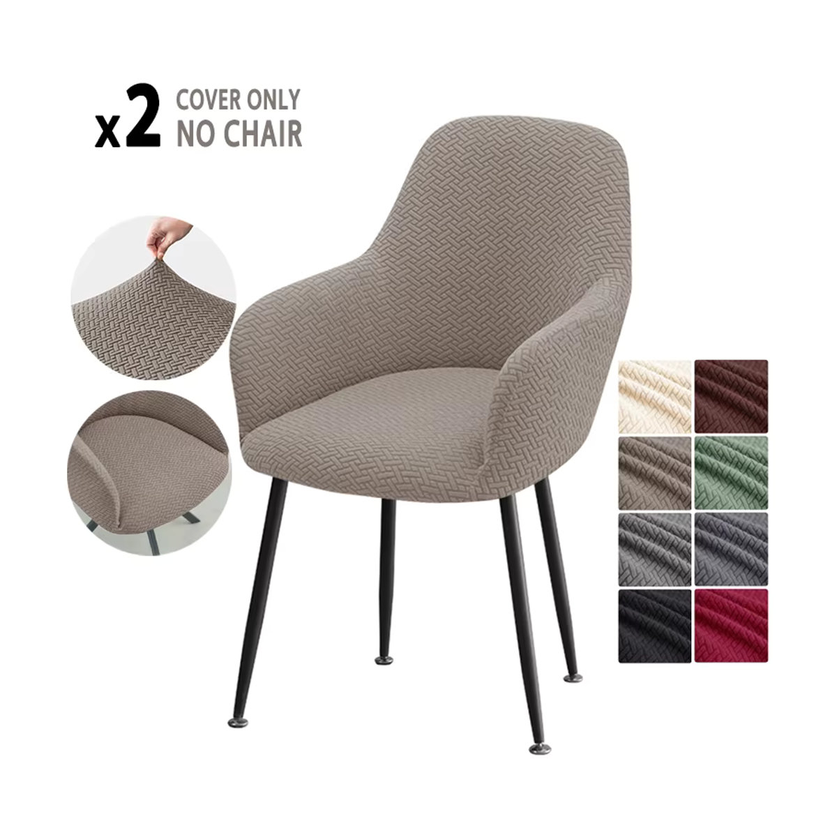 WANERQU Nordic Jacquard Sessel Abdeckung, elastische Stuhlbezüge für Esszimmer und Büro, Grau - Bild 4