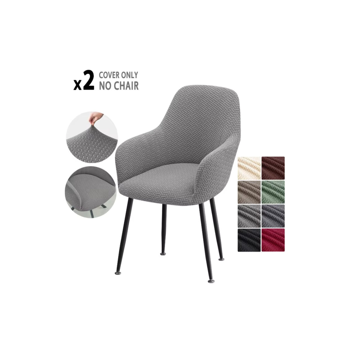 WANERQU Nordic Jacquard Sessel Abdeckung, elastische Stuhlbezüge für Esszimmer und Büro, Grau - Bild 5