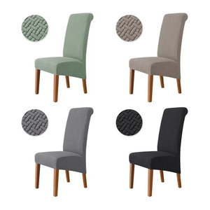 WANERQU Polar Fleece Stuhlbezug in XL Größe mit langer Rückenlehne, Stretch Stuhlhussen für Esszimmerstühle, Grau