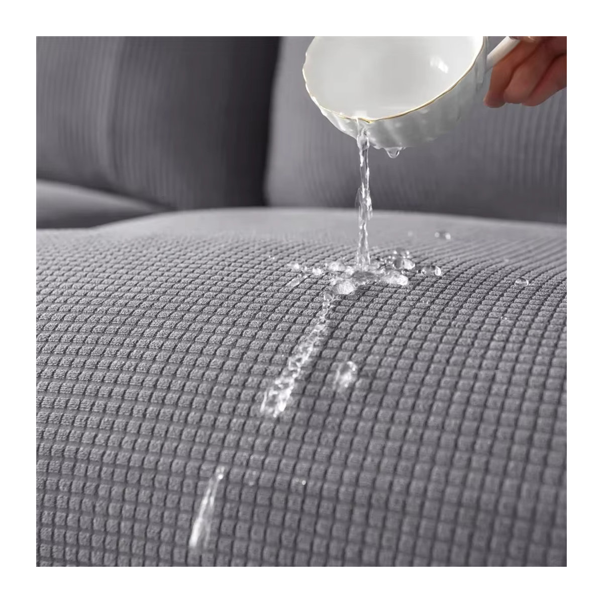 WANERQU Polarfleece Stuhlbezug mit hohen Armlehnen, wasserabweisend und elastisch, Sitzschoner für Esszimmerstühle in Rot oder Grau - Bild 1