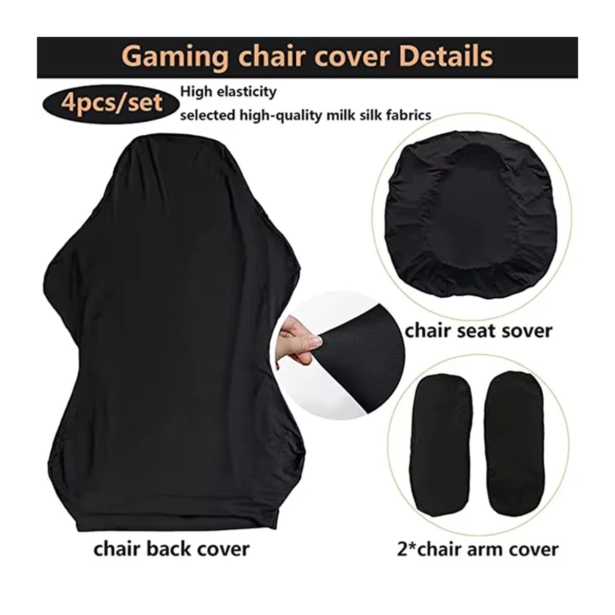 WANERQU Schonbezüge für Büro- und Gaming-Stühle, elastische Sessel-Schutzhussen in Rot und Schwarz - Bild 3