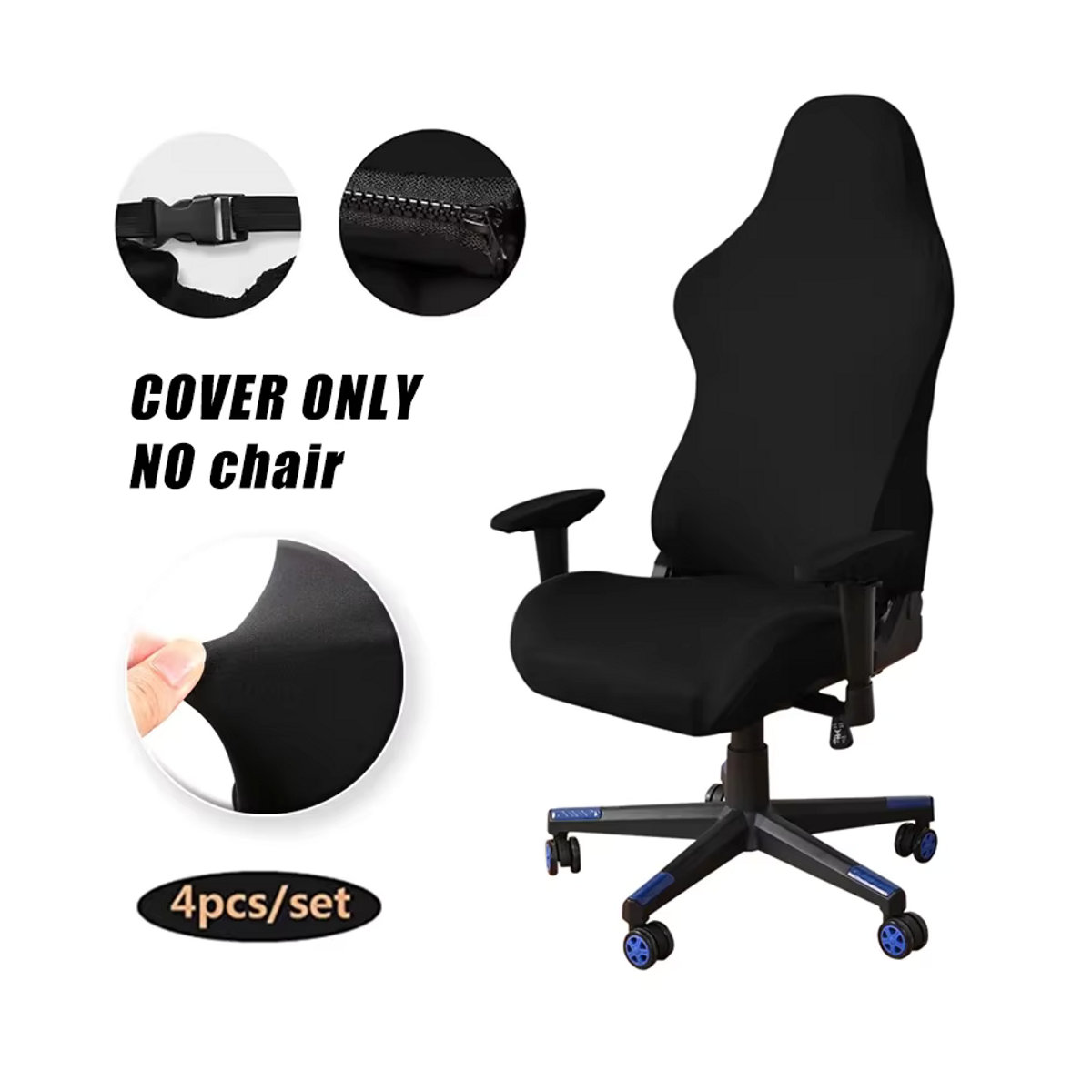 WANERQU Schonbezüge für Büro- und Gaming-Stühle, elastische Sessel-Schutzhussen in Rot und Schwarz - Bild 6