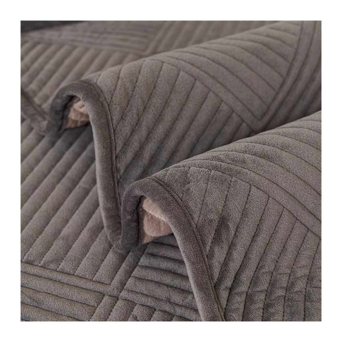 WANERQU Sofa Abdeckung Nordic Gestreift in Grau, Rutschfeste Plüsch-Schutzhülle für dein Wohnzimmer Sofa - Bild 3