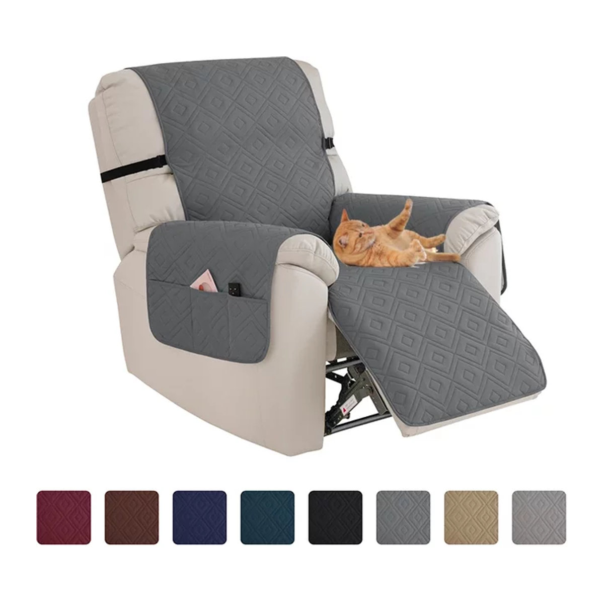 WANERQU Sofa Bezug Grau wasserabweisend und rutschfest mit Tasche - Bild 1