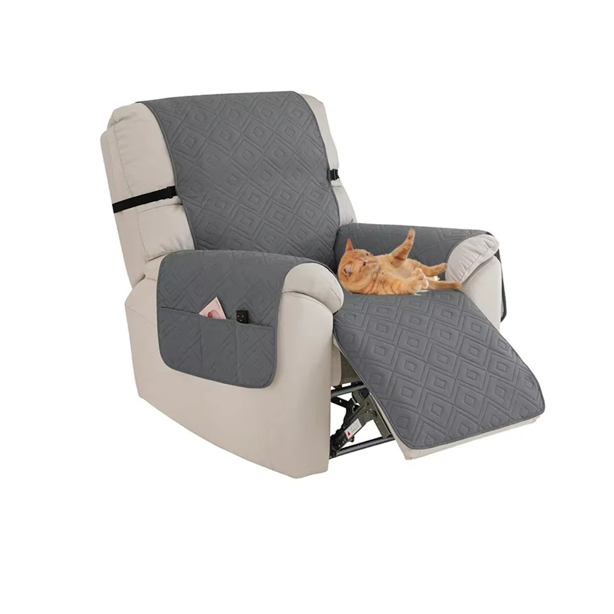 WANERQU Sofa Bezug Grau wasserabweisend und rutschfest mit Tasche - Bild 6