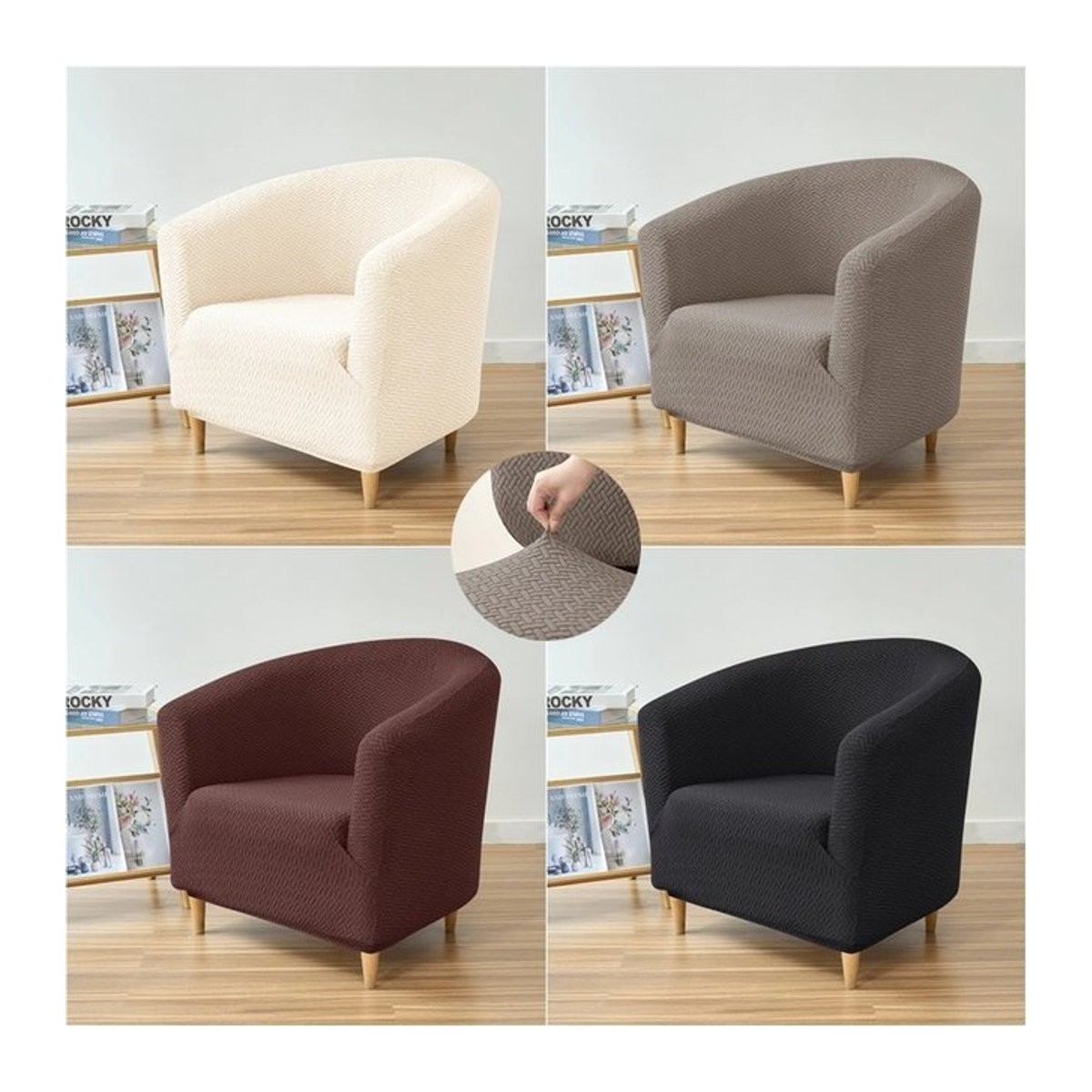 WANERQU Stretch Sesselbezug aus Jacquard für Clubstühle und Akzentsofas, Mehrfarbig - Bild 1