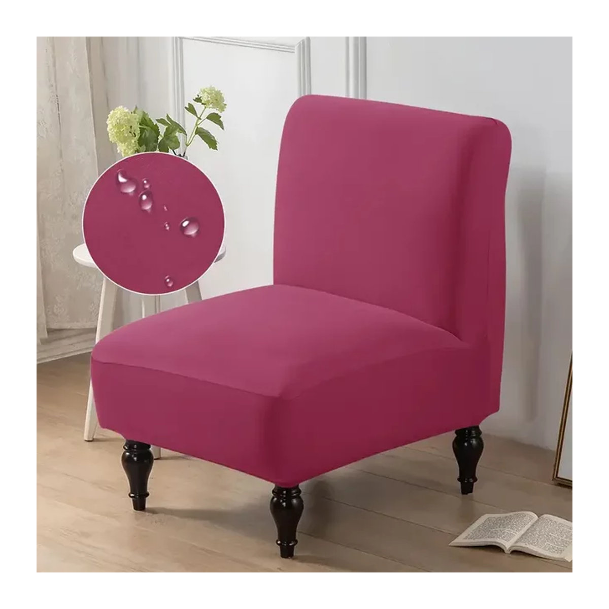 WANERQU Stretch-Stuhlbezug aus Spandex in Rosa für armlose Stühle mit Polsterung zum Möbelschutz - Bild 1