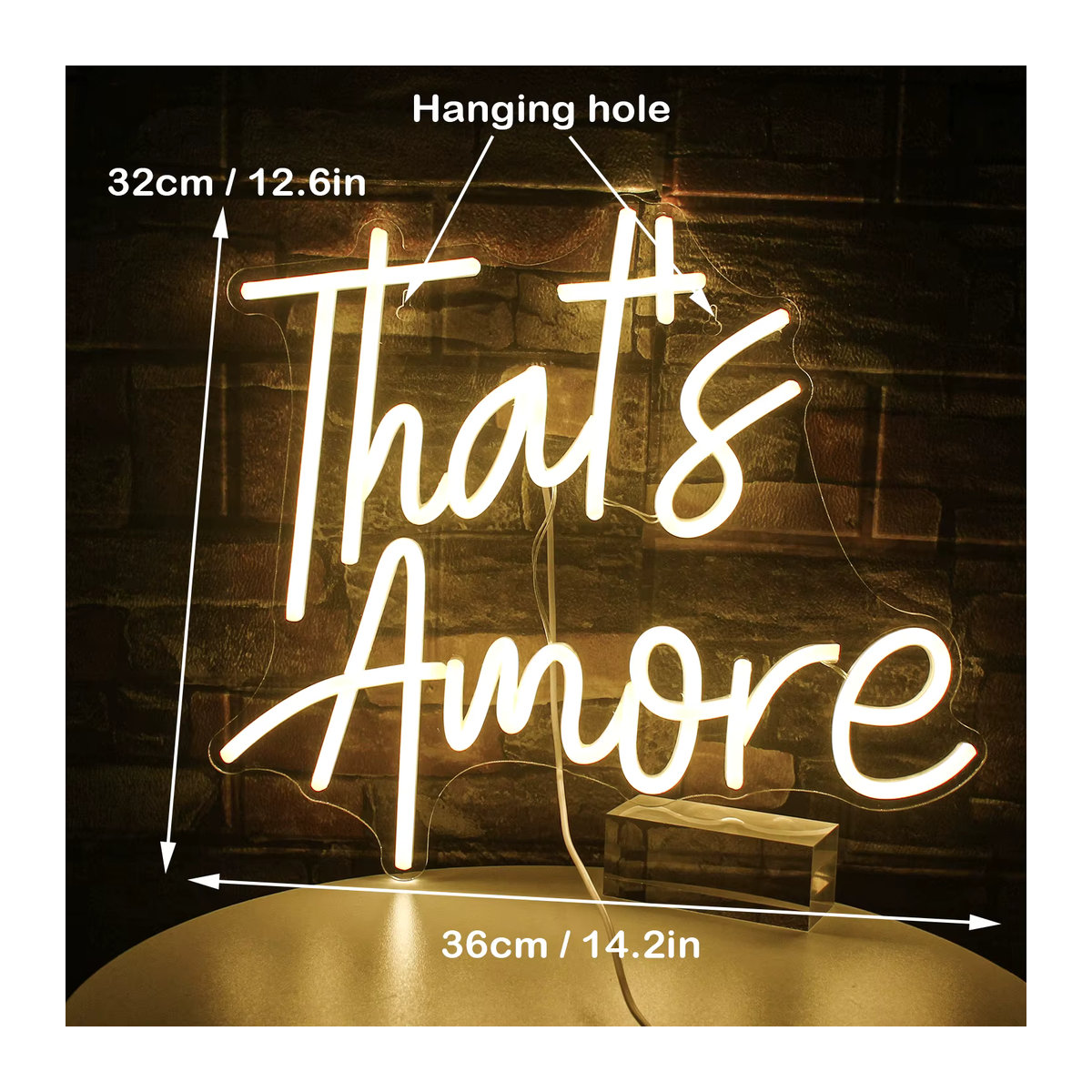 Wanxing Amore Neon LED Zeichen Gelb dimmbar USB-betrieben zur Wanddekoration für Hochzeiten und Schlafzimmer - Bild 5