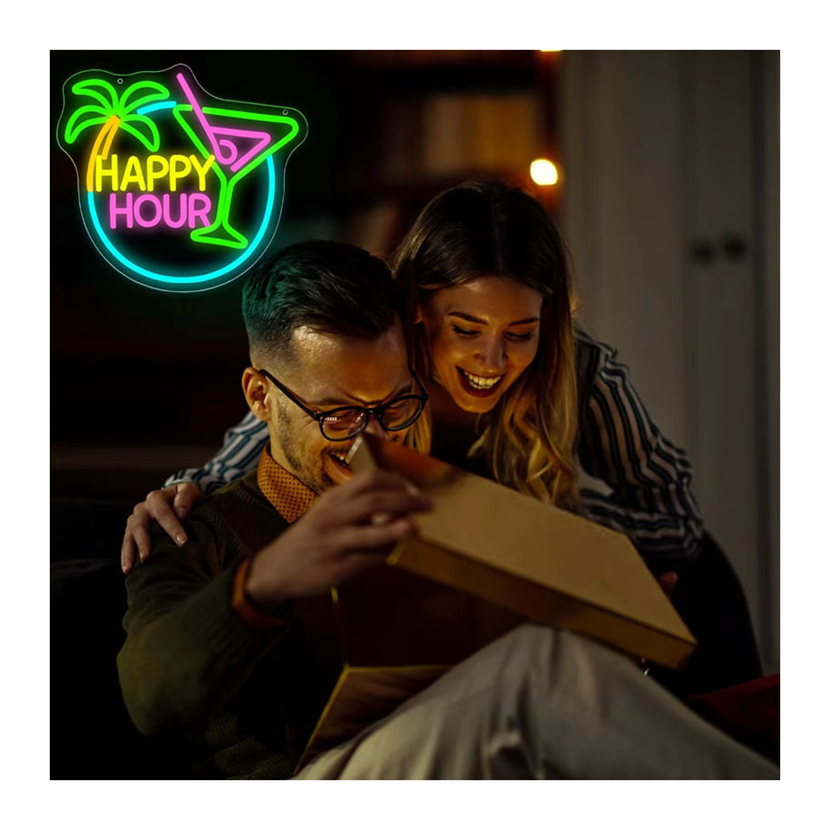 Wanxing Happy Hour Neonschild aus Acryl, dimmbar, Retro-Design in Bunt, Wanddekoration für Bar, Party und Zuhause - Bild 6