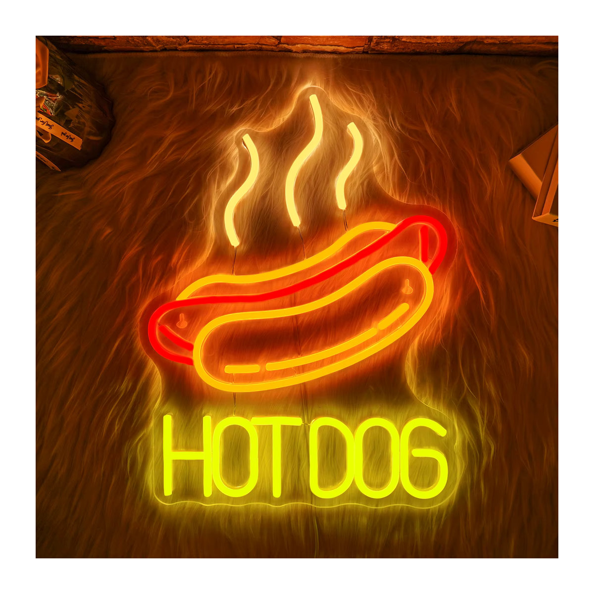 Wanxing Hot Dog Neon LED Zeichen Dimmbare Wandlampe in Bunt im Retro-Design für Fast Food Shop, Bar und Küche - Bild 3