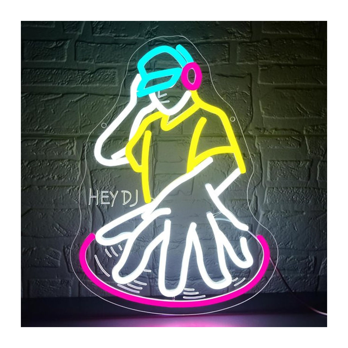 Wanxing LED DJ-Player Leuchtschild aus Acryl in Bunt für Wanddekoration - Bild 1