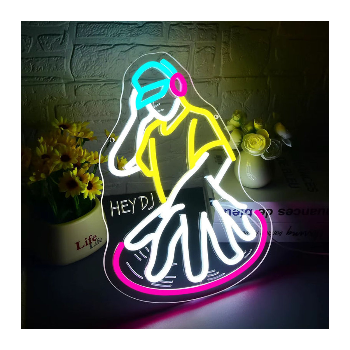 Wanxing LED DJ-Player Leuchtschild aus Acryl in Bunt für Wanddekoration - Bild 2