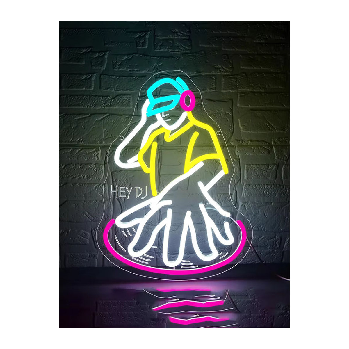 Wanxing LED DJ-Player Leuchtschild aus Acryl in Bunt für Wanddekoration - Bild 6