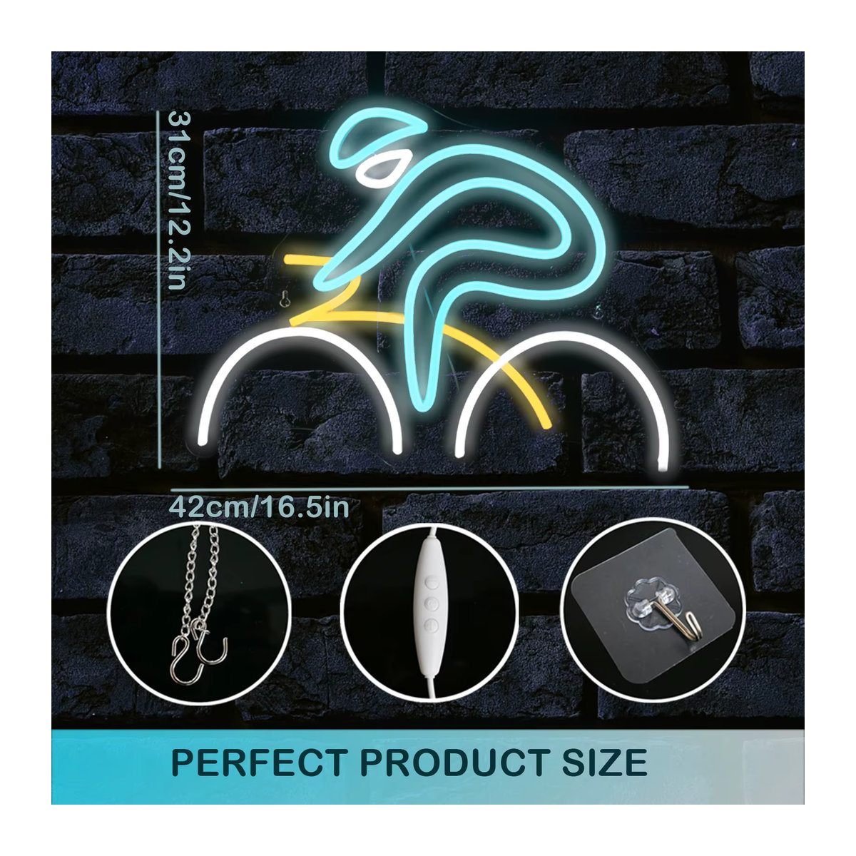 Wanxing LED Fahrrad-Leuchtreklame in Bunt für die Wanddekoration, dimmbare moderne USB-Leuchte aus Kunststoff - Bild 2