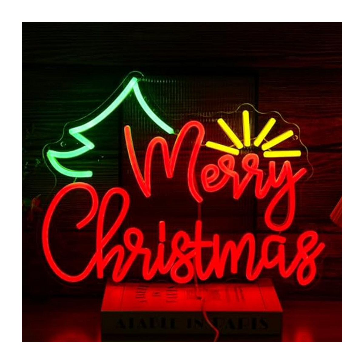 Wanxing LED Neon Schild Frohe Weihnachten Dimmbares Weihnachtsbaum Neonlicht Bunt mit USB Power für Weihnachtsfeier und Neujahr - Bild 1