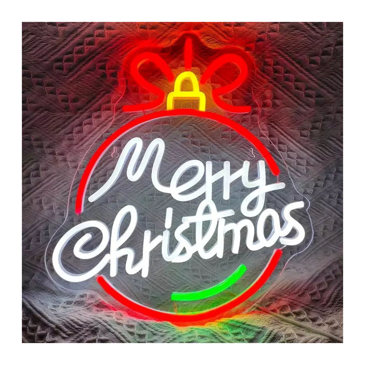 Wanxing LED Neonschild Frohe Weihnachten mit Glöckchen und Holly als bunte Wanddekoration - Bild 2