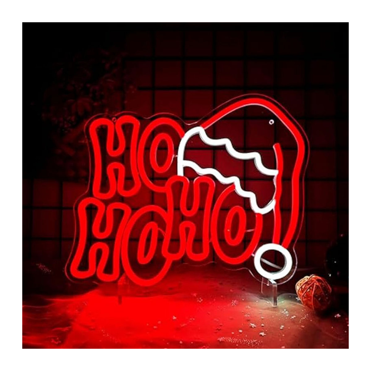Wanxing LED-Neonschild HOHOHO Weihnachtsdekoration in Rot, USB-betriebene Wandkunst für Kinderzimmer und Feiertage - Bild 1