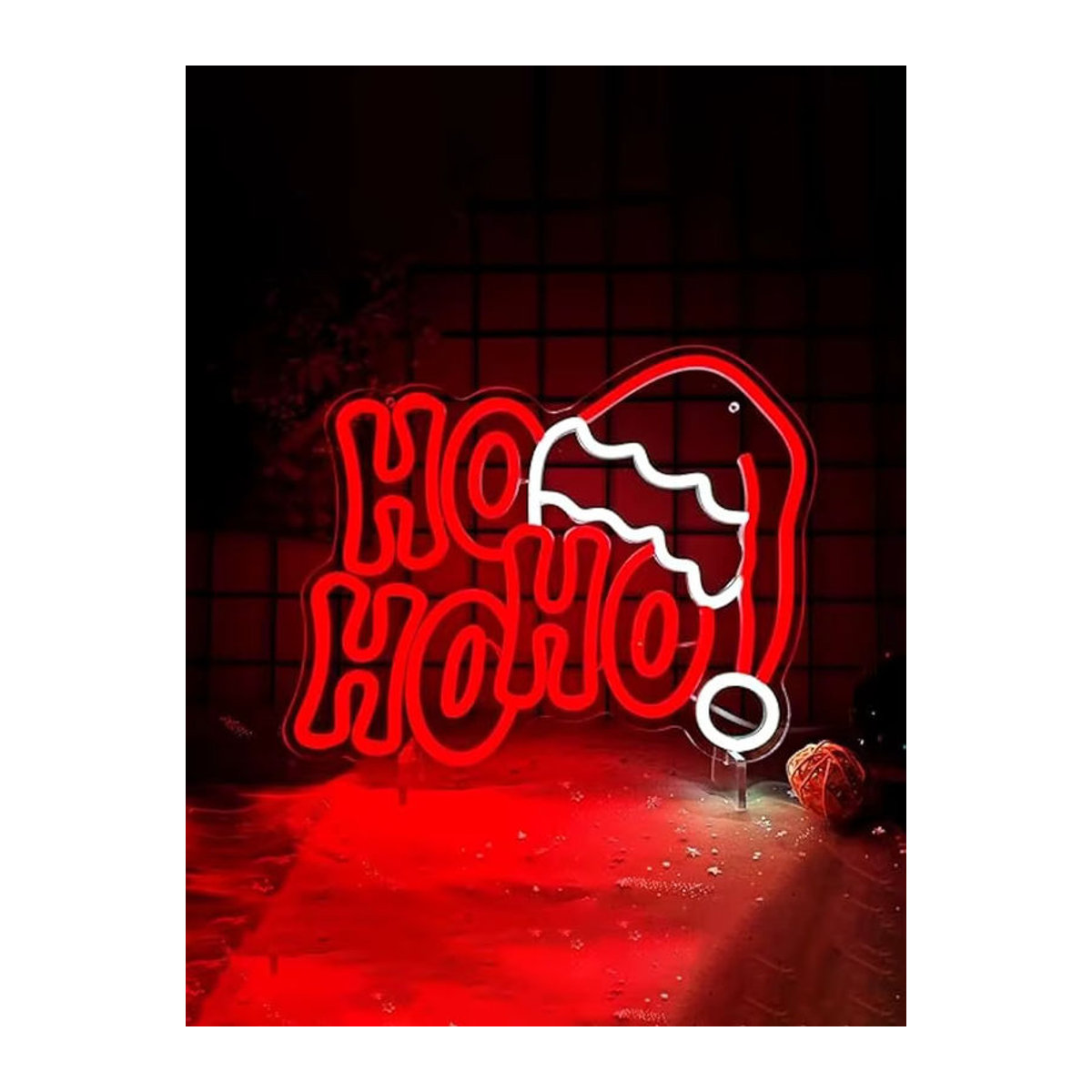 Wanxing LED-Neonschild HOHOHO Weihnachtsdekoration in Rot, USB-betriebene Wandkunst für Kinderzimmer und Feiertage - Bild 7