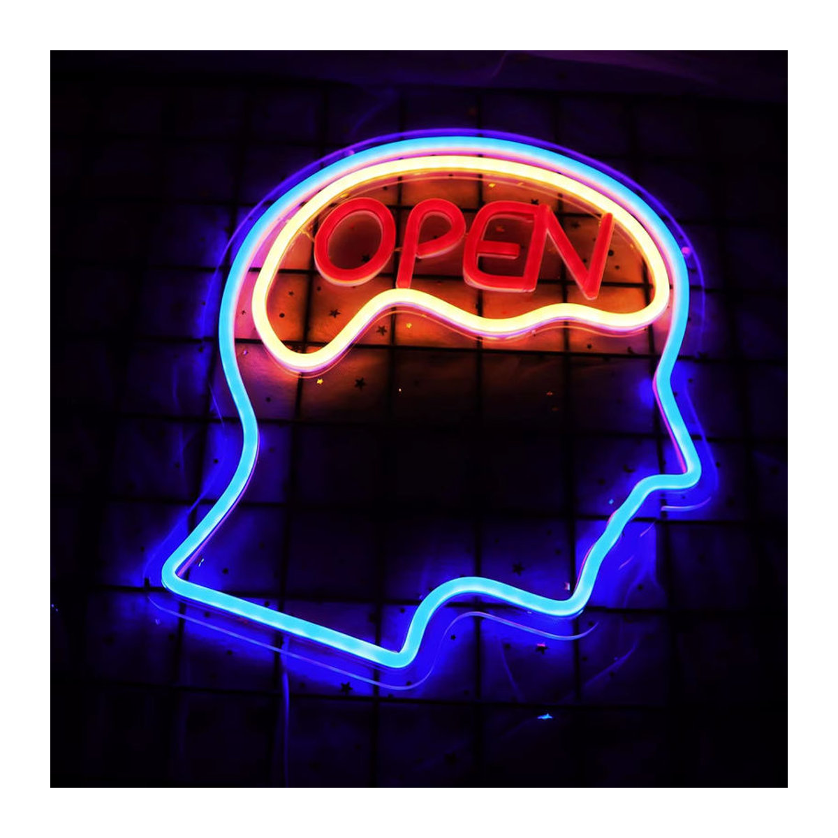 Wanxing Open Mind Brain LED Neonschild Wanddekoration Bunt mit USB-Betrieb - Bild 2