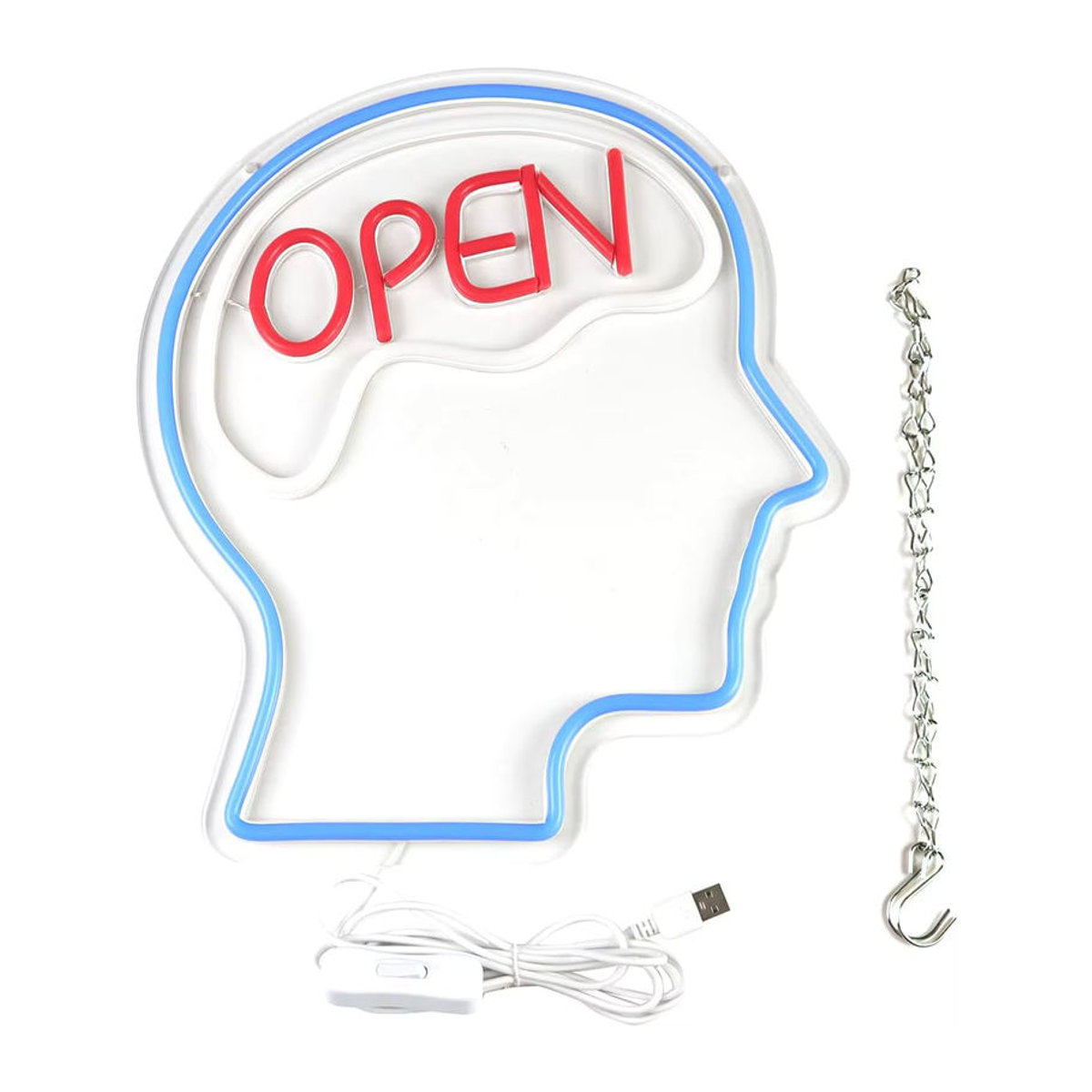 Wanxing Open Mind Brain LED Neonschild Wanddekoration Bunt mit USB-Betrieb - Bild 6
