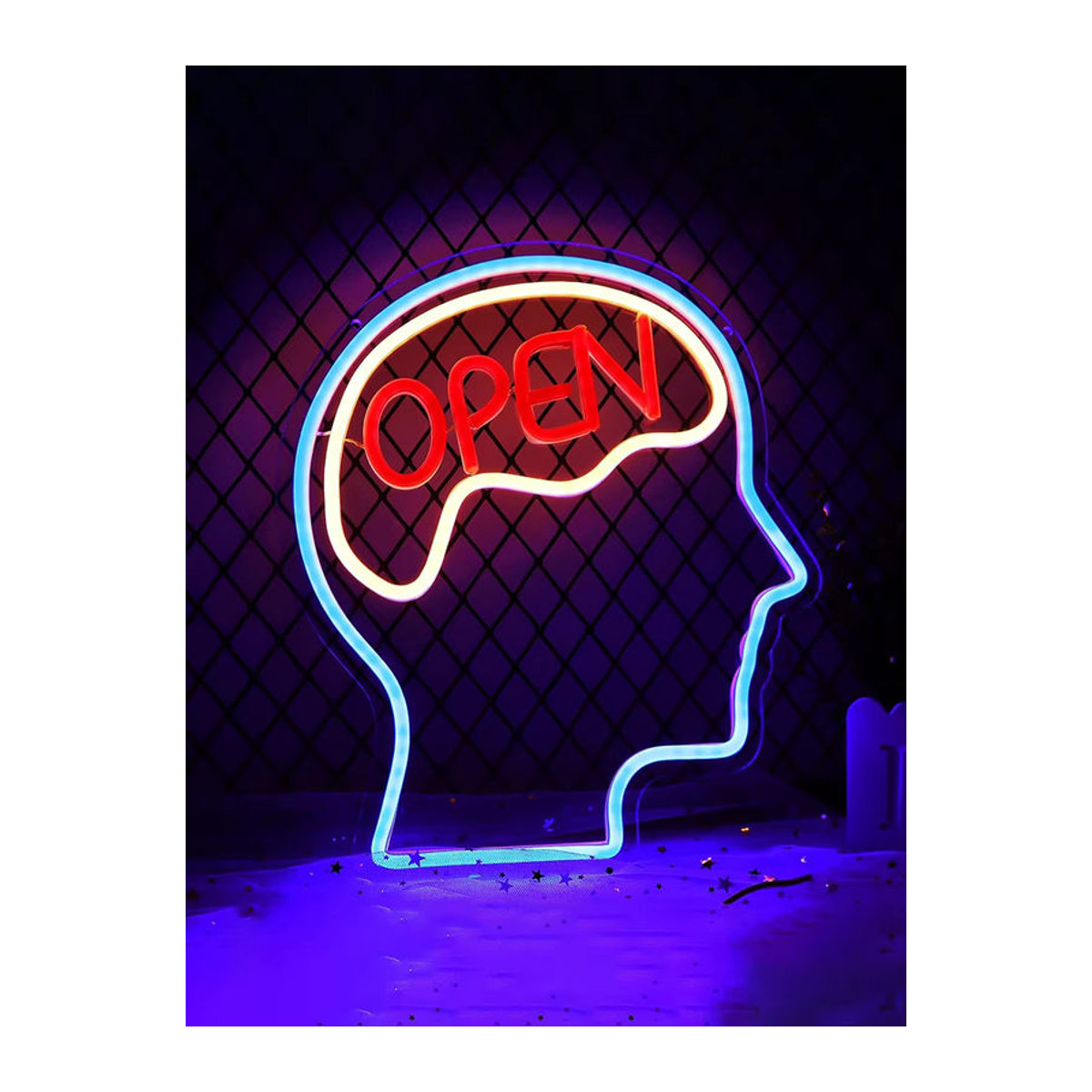 Wanxing Open Mind Brain LED Neonschild Wanddekoration Bunt mit USB-Betrieb - Bild 7