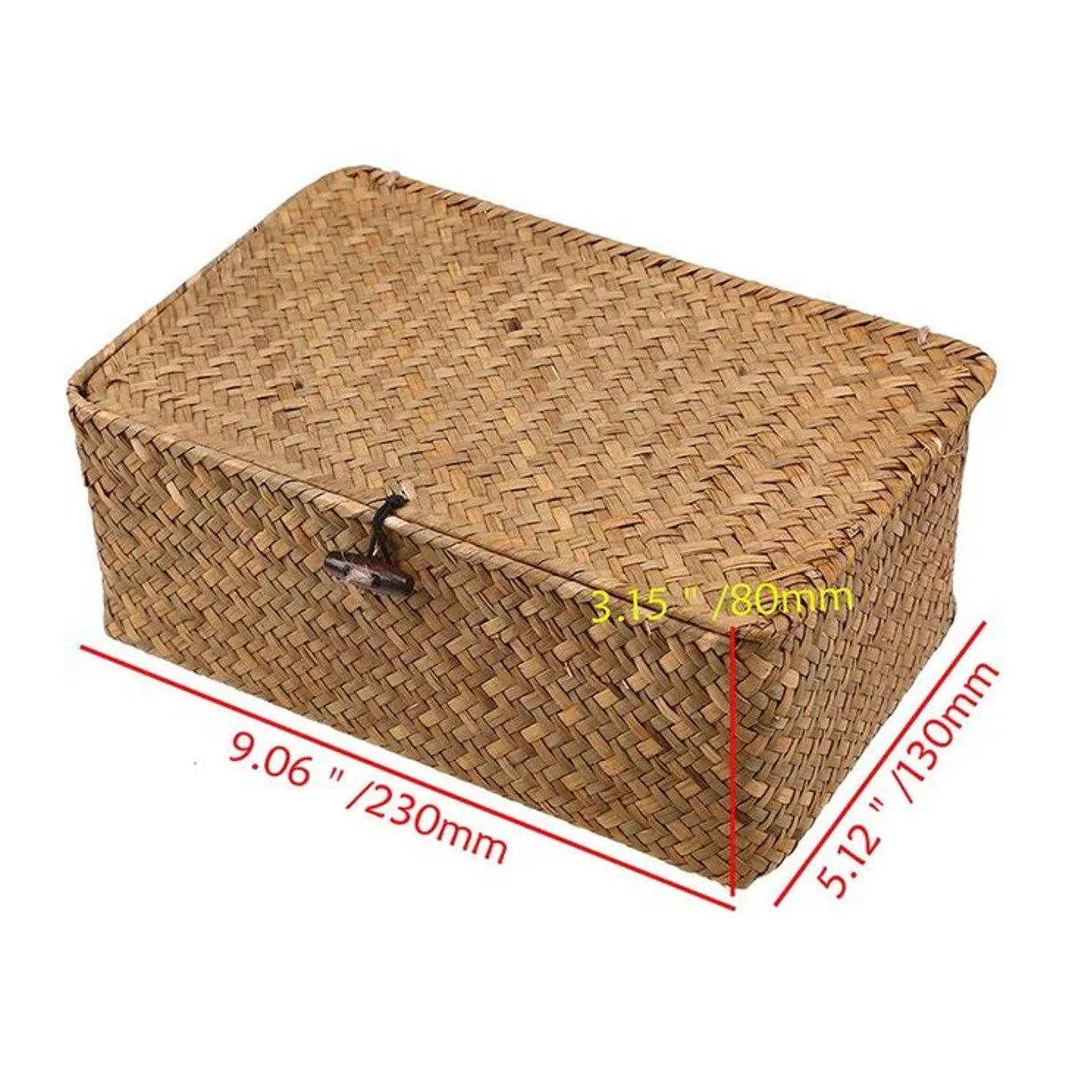 Warm Magpie Home Aufbewahrungskorb aus Seegras und Rattan mit Deckel, rechteckiger Organizer in Gelb und Braun, B/T/H: 23 x 13 x 8 cm - Bild 1