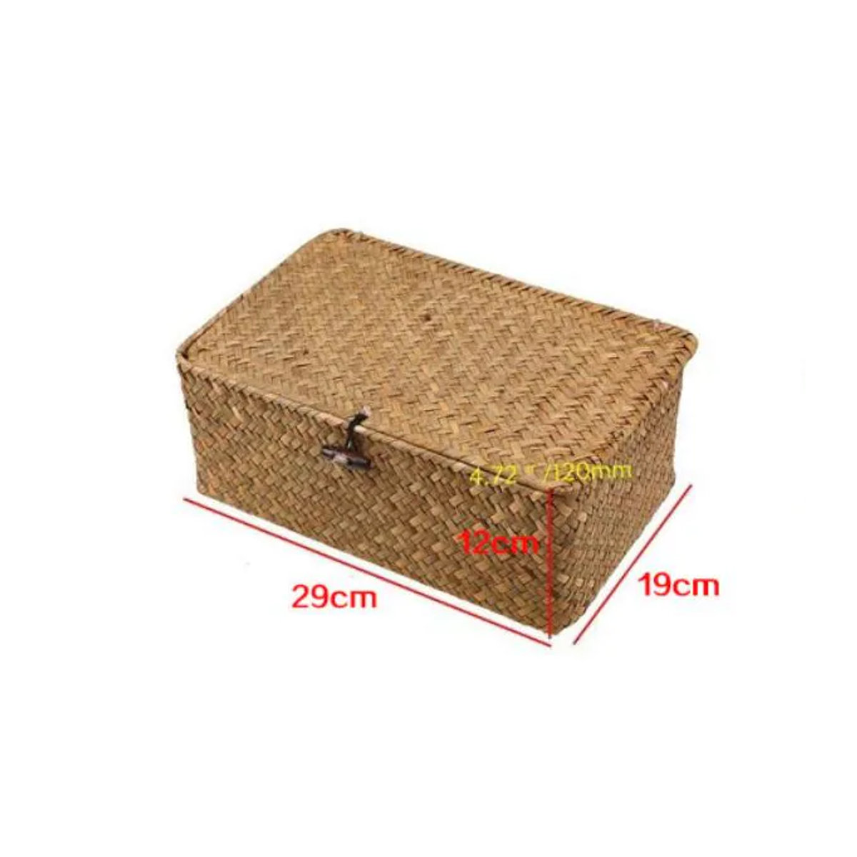 Warm Magpie Home Aufbewahrungskorb aus Seegras und Rattan mit Deckel, rechteckiger Organizer in Gelb und Braun, B/T/H: 23 x 13 x 8 cm - Bild 8