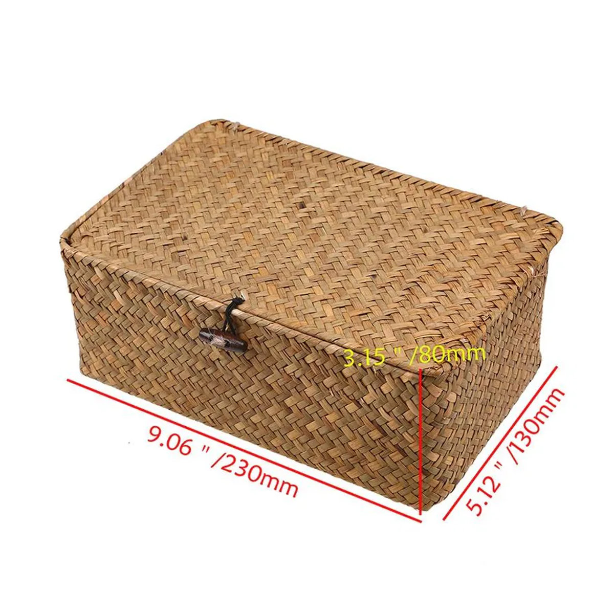 Warm Magpie Home Aufbewahrungskorb aus Seegras und Rattan mit Deckel, rechteckiger Organizer in Gelb und Braun, B/T/H: 23 x 13 x 8 cm - Bild 9