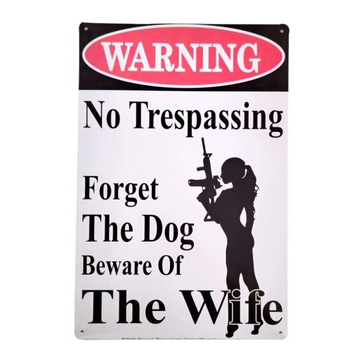 Warnschild CIFBUY aus Metall in Weiß mit Motiv Vorsicht vor dem Hund und Typografie zur Wandmontage - Bild 1