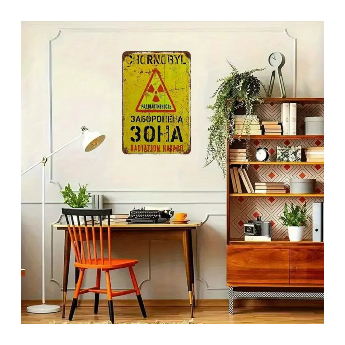 Warnschild gegen nukleare Strahlung von CIFBUY als gelbe Metallplakette im Vintage-Stil, Wanddekoration B: 20 cm, H: 30 cm - Bild 3