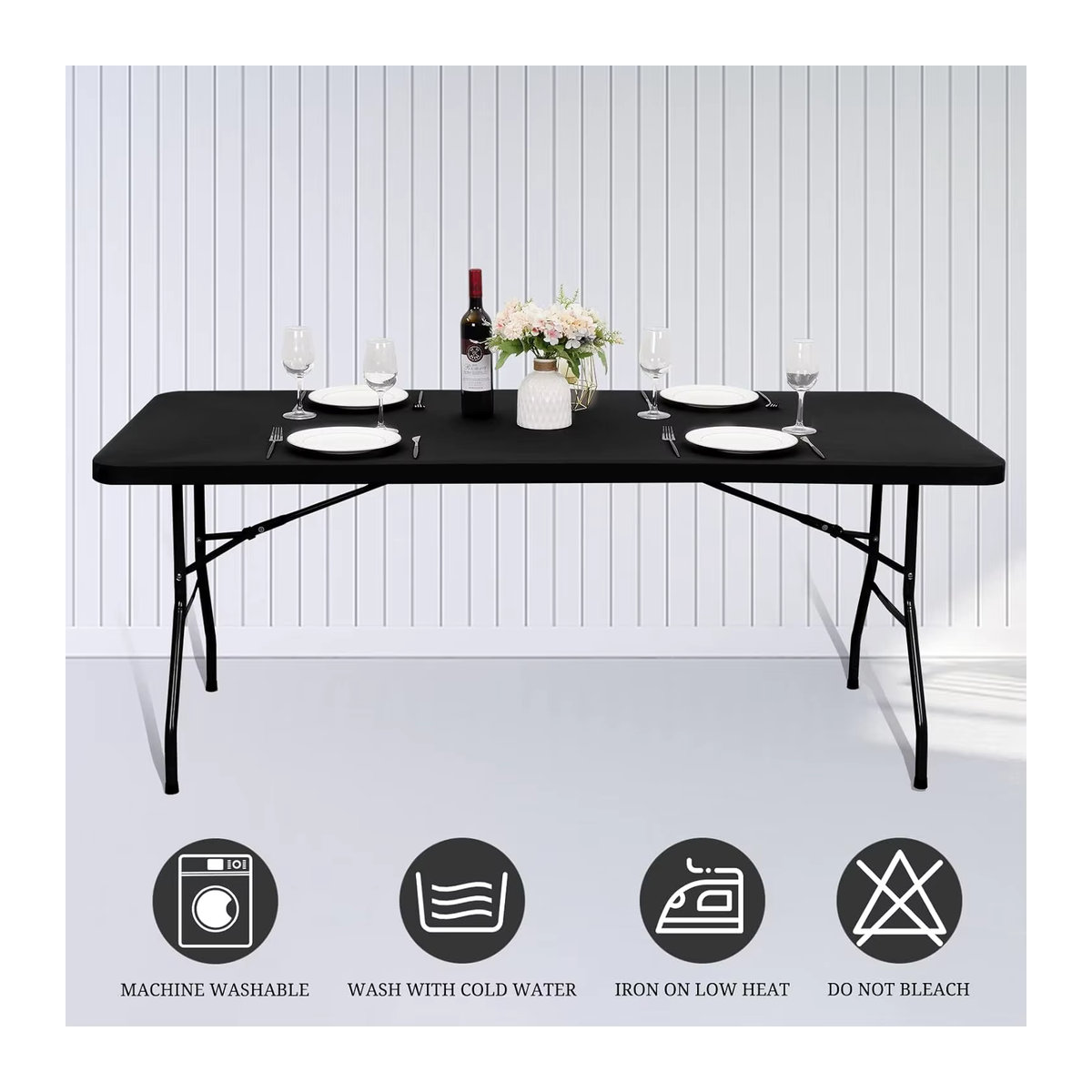 Waschbare elastische Spandex-Tischdecke aus Stretch-Stoff für rechteckige Tische - Bild 1
