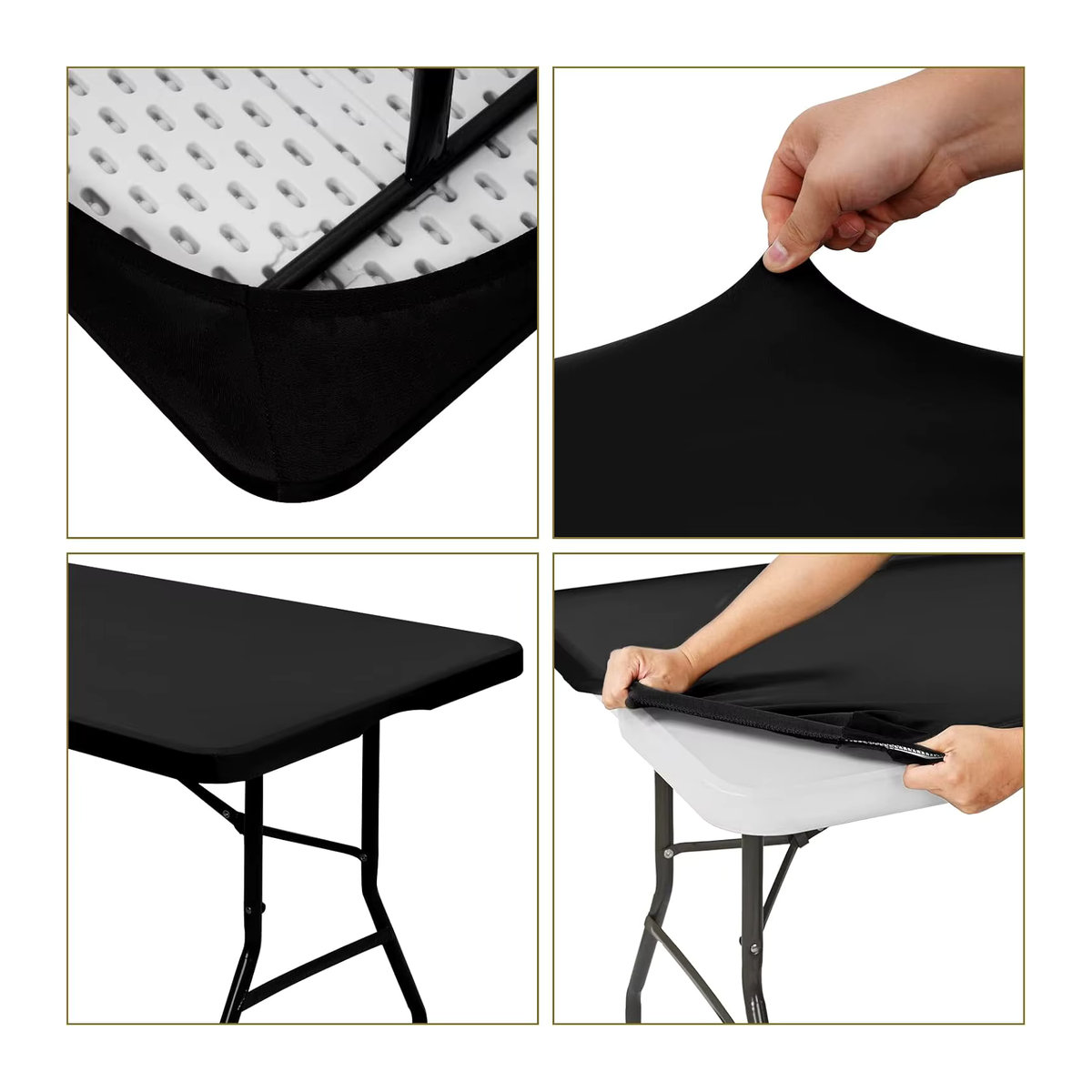 Waschbare elastische Spandex-Tischdecke aus Stretch-Stoff für rechteckige Tische - Bild 2