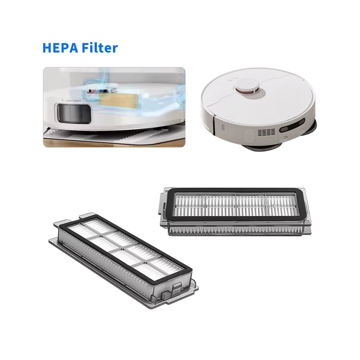 Waschbare Hepa-Filter Ersatzteile für JONR P20 PRO und JONR T5 Pro Roboter Staubsauger in Weiß - Bild 2
