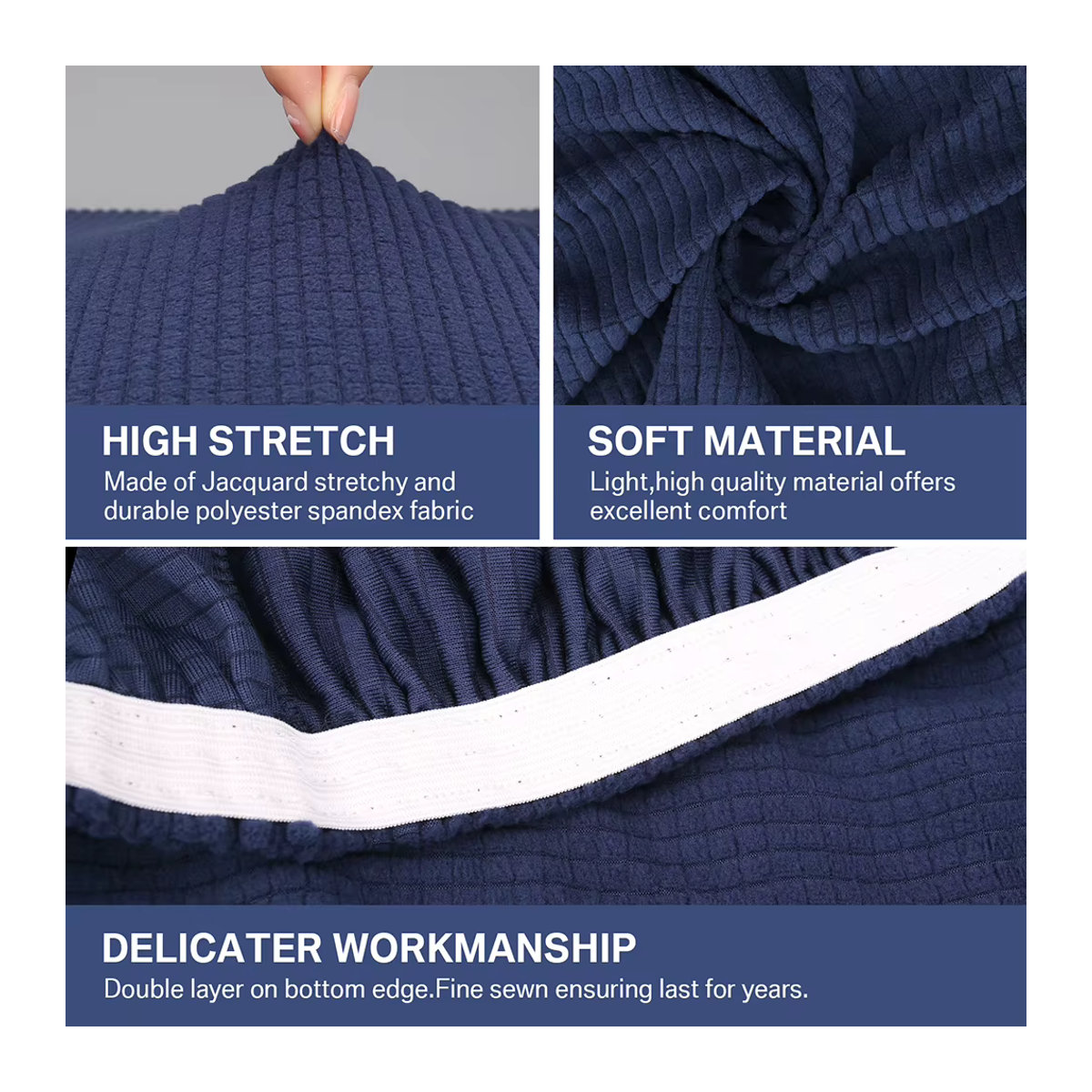 Waschbare Jacquard Sofa Sitzkissen Abdeckung aus Polar Fleece mit geometrischem Muster in Grau oder Blau - Bild 3