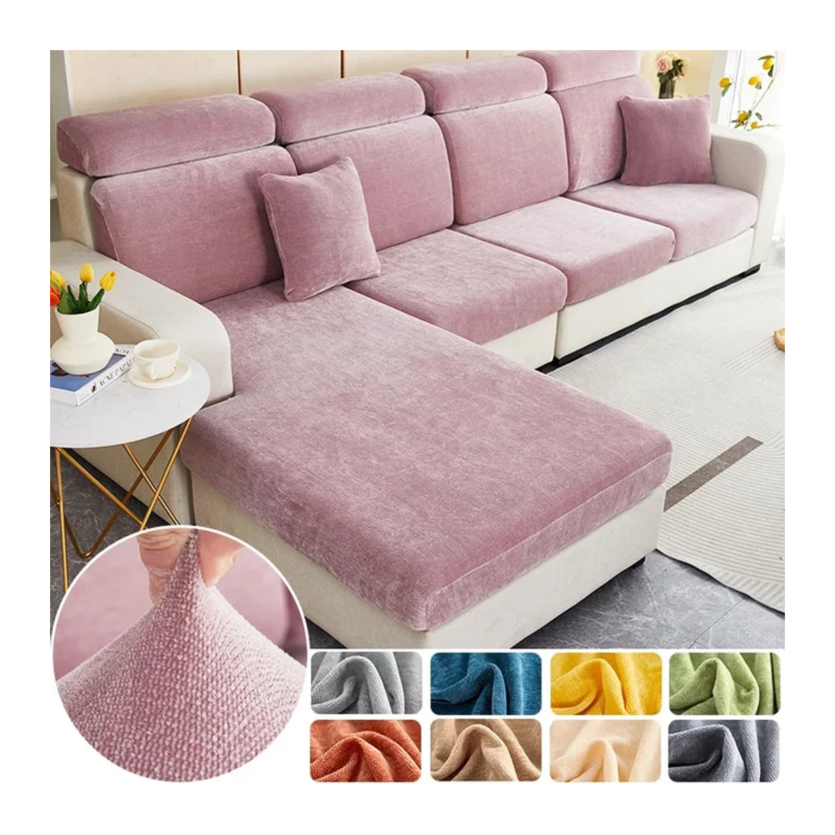 Waschbare L-Form Sofa Sitzkissen Abdeckung von Airldianer in Beige oder Rosa - Bild 1