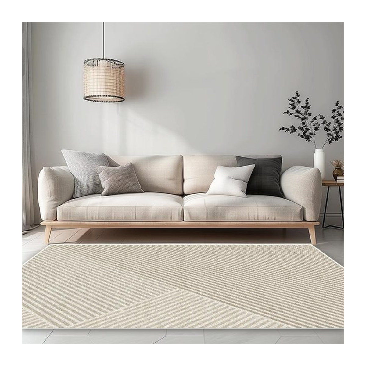 Waschbarer Teppich JGJG in Creme und Beige mit Wind-Dekor für Wohnzimmer und Schlafzimmer B/B: 80 x 120 cm - Bild 1