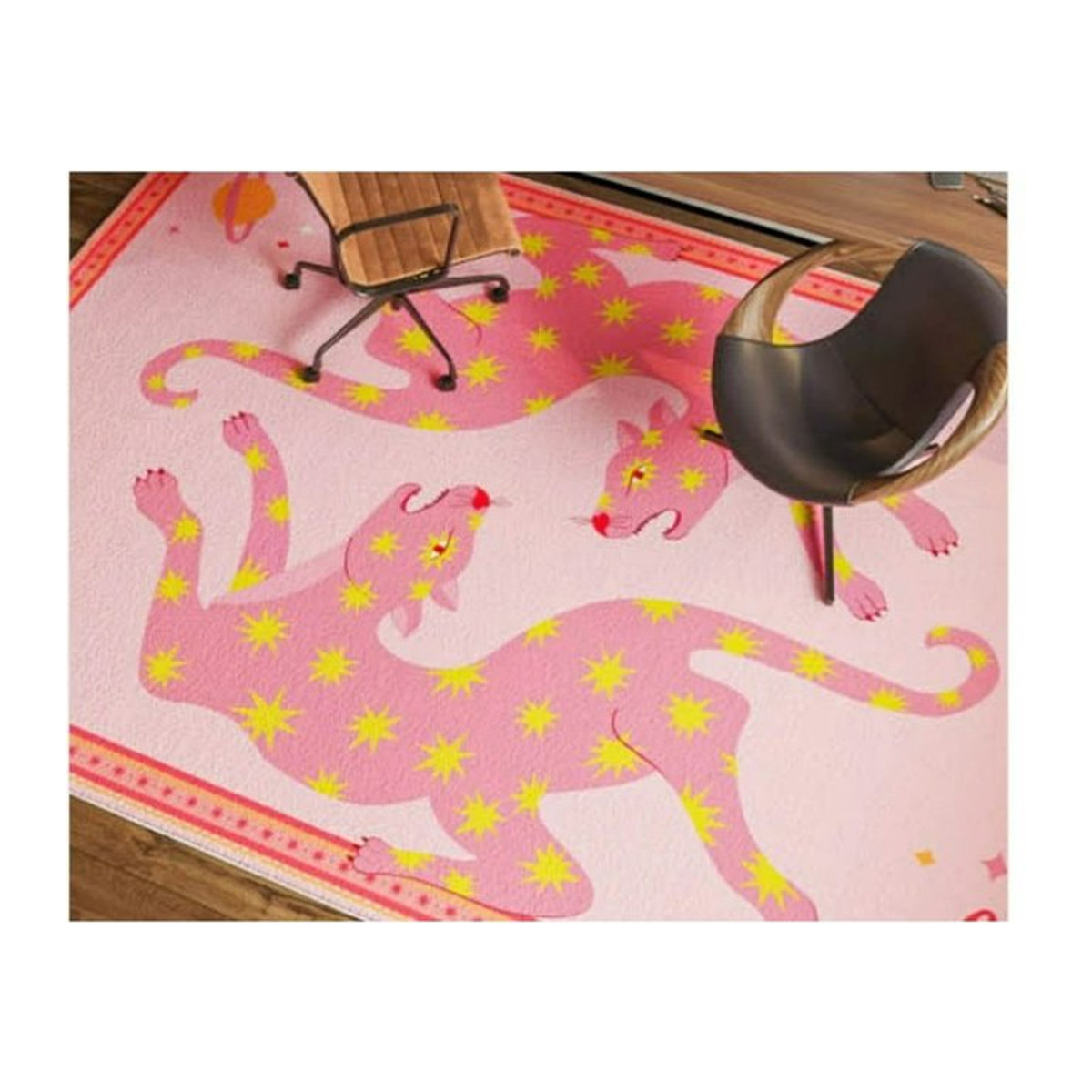 Waschbarer Teppich mit Tiermuster in Rosa für Wohnzimmer und Schlafzimmer - Bild 1