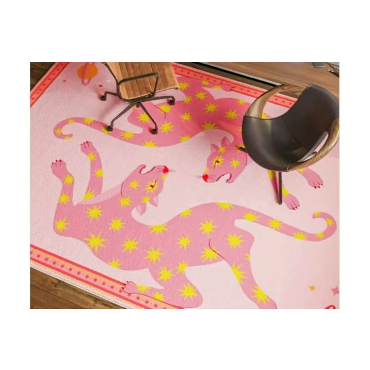 Waschbarer Teppich mit Tiermuster in Rosa für Wohnzimmer und Schlafzimmer - Bild 3