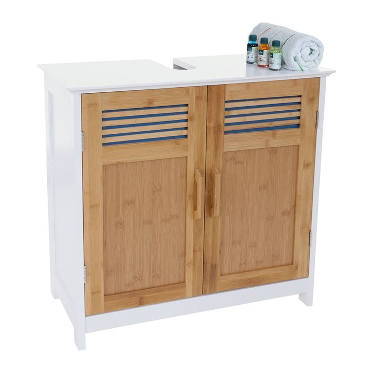 Waschbeckenunterschrank MCW-A85 aus Bambus mit Drehtüren, B/T/H: 60 x 30 x 60 cm - Bild 1