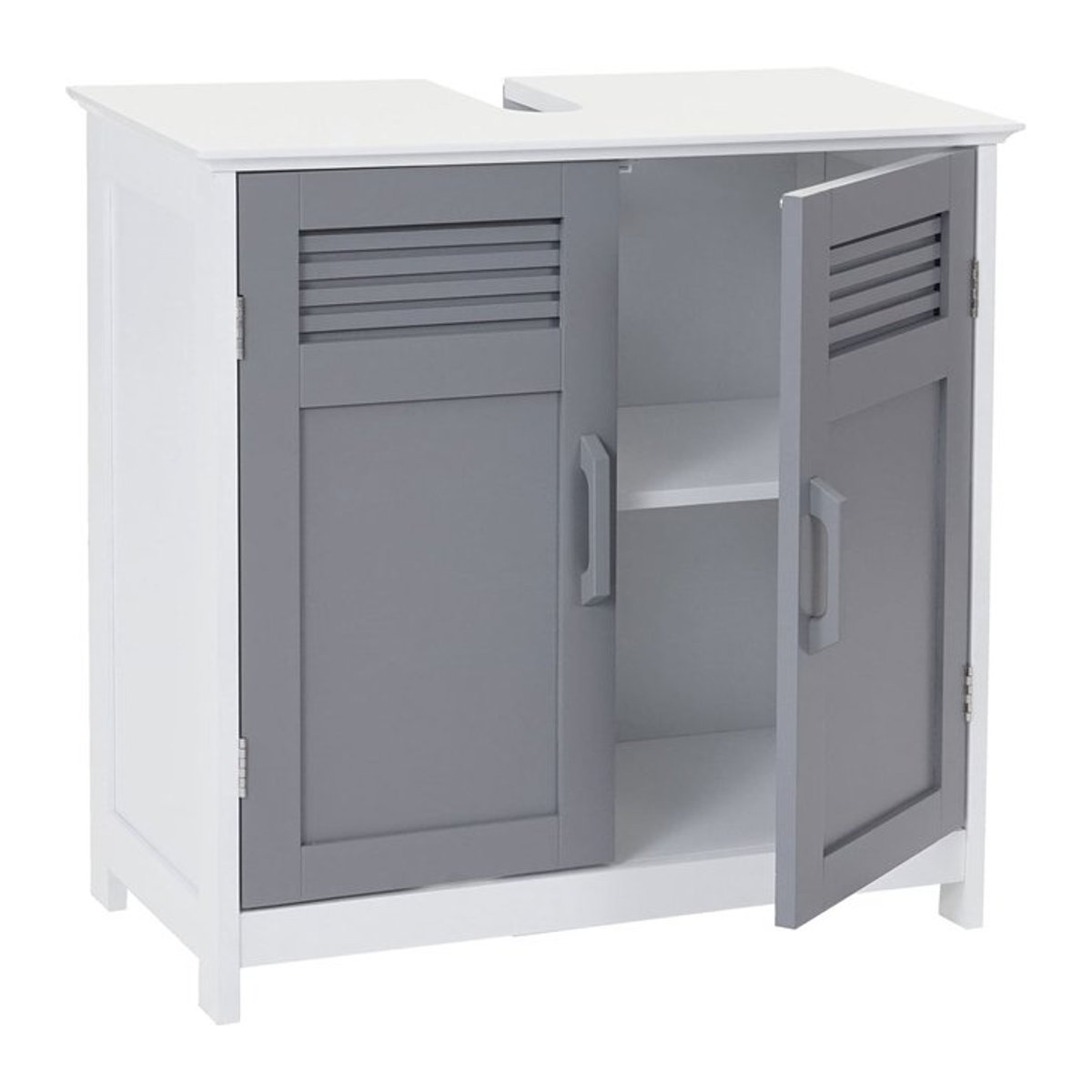Waschbeckenunterschrank MCW-A85 Badschrank in Grau im Landhausstil mit Drehtüren B/T/H: 60 x 30 x 30 cm - Bild 1