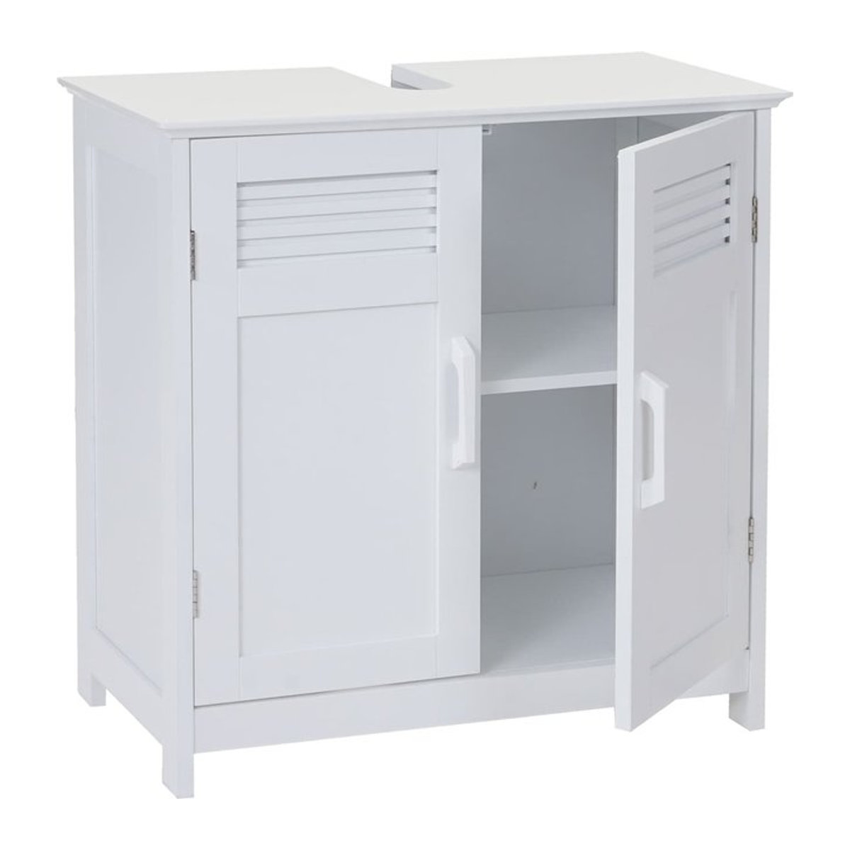 Waschbeckenunterschrank MCW-A85 Badschrank in Weiß im Landhausstil mit Drehtüren B/T/H: 60 x 60 x 30 cm - Bild 1