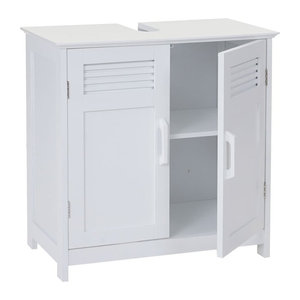 Waschbeckenunterschrank MCW-A85 Badschrank in Weiß im Landhausstil mit Drehtüren B/T/H: 60 x 60 x 30 cm