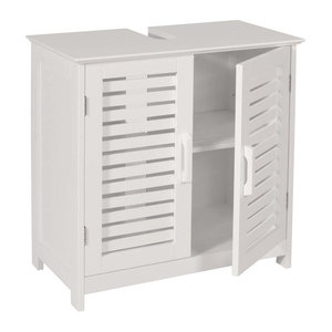 Waschbeckenunterschrank MCW-B41 MVG aus Bambus und MDF in Weiß, B/T/H: 60 x 60 x 30 cm