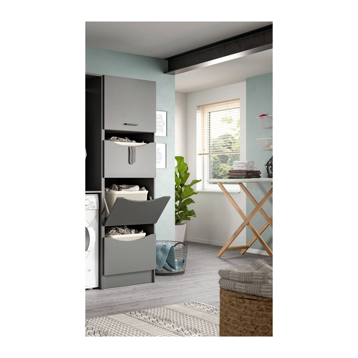 Wäscheschrank Free von xonox.home in Anthrazit, Modern, B/H/T: 60 x 196 x 68 cm - Bild 2