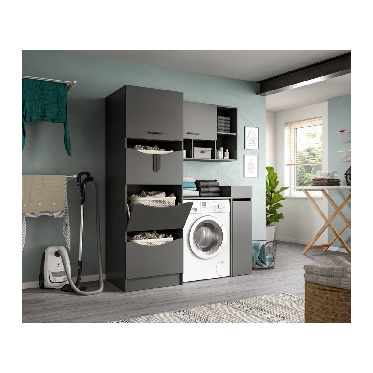 Waschmaschinenumbauschrank Free von xonox.home in Anthrazit B/H/T: 126 x 195 x 68 cm - Bild 2