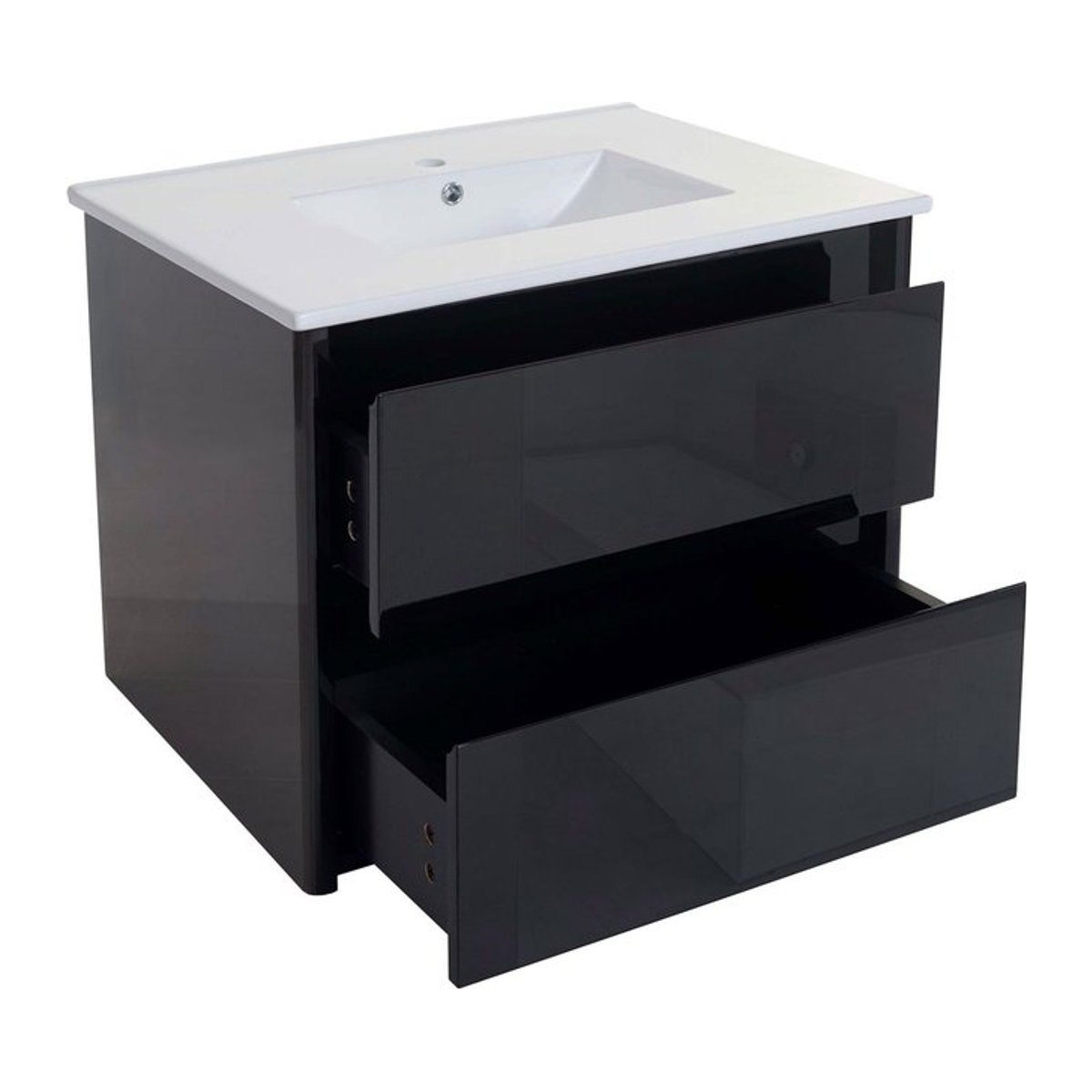 Waschtisch Badezimmer mit Unterschrank MCW-B19 in Schwarz Hochglanz, Breite: 80 cm, Höhe: 50 cm - Bild 1