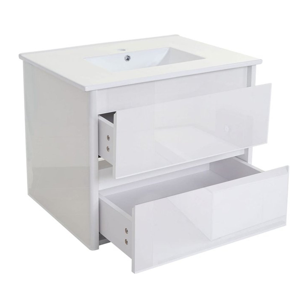 Waschtisch Set MCW-B19 mit Waschbecken und Unterschrank in Weiß Hochglanz, B: 80 cm, H: 50 cm - Bild 1